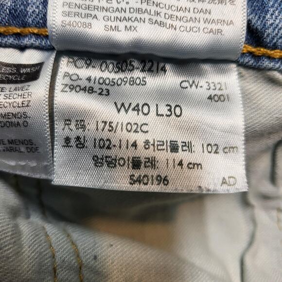 Levis 505 Jeans Mens 40x30 Blue Denim Straight Leg Medium Wash Classic Fit - Picture 5 of 11